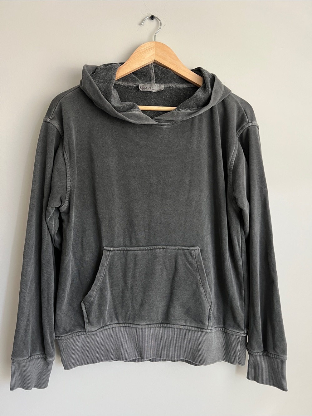 Zenana Washed Charcoal Gray Hooded Sweatshirt - Size Small NWOT